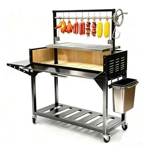 Argentina Santa Maria legna carbone ardente barbecue Grill lussuosa alta pieghevole in acciaio Trolley feste <span class=keywords><strong>al</strong></span> coperto ristoranti casa - Product Image 3