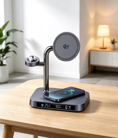 Chargeur sans fil magnétique rapide 3-en-1 de bureau 25W Qi2.2 avec refroidissement actif TEC et affichage numérique pour iPhone, Apple Watch et écouteurs