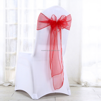Housse de chaise en spandex avec nœud en organza, housse de chaise extensible avec nœud papillon pour la décoration de mariage, de banquet et d'événements