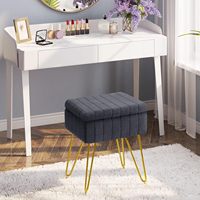 Ottoman PIOEN, tabouret de coiffeuse multifonctionnel moderne, ottoman en fausse fourrure, ottoman de rangement, 4 pieds en métal antidérapants, gris