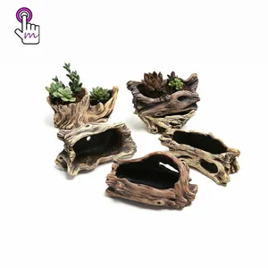 Creative Bloempot Cement Boom Wortel Carving Mini Pastorale Bloempot Vetplanten Bassin Herbruikbare Bloem Planter Stump Bloempot