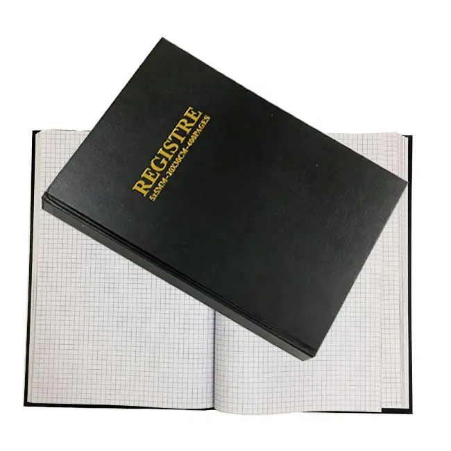 Papelaria de escritório de novo design personalizado, 20x30cm 5x5mm quadrado, capa dura, registrar caderno, 400 páginas