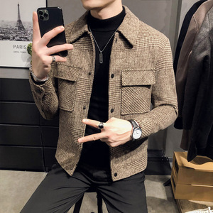 Chaqueta <span class=keywords><strong>de</strong></span> Cuello Alto Otoño/Invierno 2025, Chaqueta Casual Coreana a <span class=keywords><strong>Cuadros</strong></span> <span class=keywords><strong>de</strong></span> Alta Calidad con Múltiples Bolsillos, Corte Entallado - Product Image 1