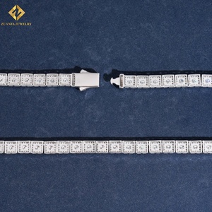 Collar de Moissanita de Joyería Fina al Mejor Precio, Plata 925 con Baño de Rodio, Collares Cuadrados de Lujo Unisex, Joyería Hip Hop al por Mayor - Product Image 4