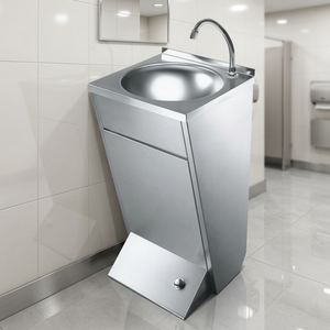 Lavabo commercial à commande au pied, lavabo en acier inoxydable à commande au pied pour usage extérieur commercial - Product Image 1