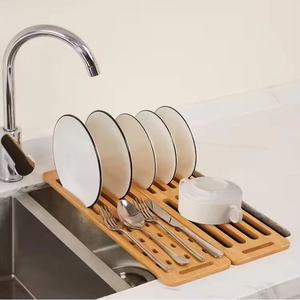 Wooden <b>Dish</b> <b>Rack</b> Oval Quick Dry Movable Kitchen Draining <b>Rack</b> For Kitchenware - Product Image 1