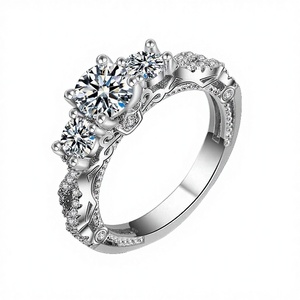 แหวนแต่งงานหมั้นเพชรโมอิสซาไนต์ทรงเจ้าหญิง วัสดุทองเหลืองผสมทองแดงแท้ ดีไซน์แบบกรงเล็บ ปรับขนาดได้ สำหรับทั้งชายและหญิง ขายส่ง - Product Image 2