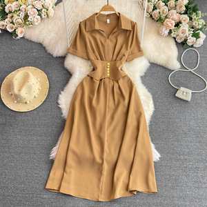 Nouvelle <span class=keywords><strong>Robe</strong></span> Chic d'<span class=keywords><strong>Été</strong></span> à <span class=keywords><strong>Manches</strong></span> <span class=keywords><strong>Courtes</strong></span> Col V pour <span class=keywords><strong>Femme</strong></span>, Vente Chaude en Gros, Style Décontracté - Product Image 5