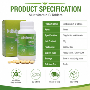 <span class=keywords><strong>Tabletas</strong></span> de Complejo Vitamínico <span class=keywords><strong>B</strong></span> Listas para Enviar, 60 Unidades, B1, B2, B6, B12, Apoyo al Metabolismo Energético - Product Image 4