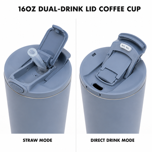 Mug de voyage isotherme Road Trip 16oz avec revêtement intérieur, double couvercle <span class=keywords><strong>pop</strong></span>-up, compatible porte-gobelet - Product Image 4