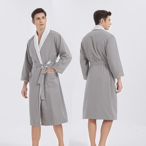 Albornoz de Doble Capa de Gabardina con Forro de Felpa, Ribete en Contraste, Personalizable, Albornoz Largo Completo - Product Image 2