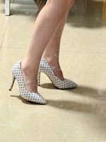 Escarpins à bout pointu à pois pour femmes, talons aiguilles sexy, chaussures de soirée à carreaux pour dames, jazz, latin
