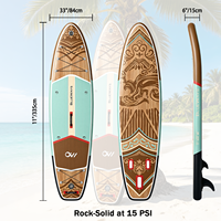 Planche de SUP gonflable 11' Woodland Nature, 33 pouces de large, avec support de caméra et aileron pour lacs et rivières