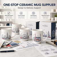 Mug en Porcelaine Fine Personnalisé avec Motifs de Lieux Symboles de Londres (Big Ben, London Eye, Tower Bridge) – Cadeau de Voyage Anti-Fuite