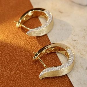 Pendientes de Aro Huggie de Oro Amarillo de 18K Xinfly con Diamante Natural de 0.44CT, Diseño Geométrico Religioso para Boda o Fiesta - Product Image 3