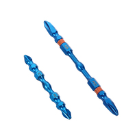 Embout de tournevis industriel K100mm PH2 magnétique double extrémité, manche en acier, couleur bleue, emballage plastique, dureté HRC 62-64