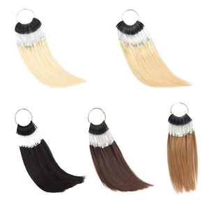 Paleta de extensiones de cabello humano Real 100%, hebras de prueba y anillo, herramientas de salón de muestra de Color para teñir - Product Image 5
