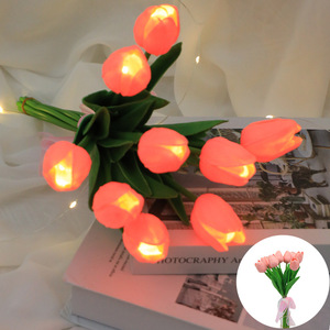 Hot Bán Lãng Mạn Nhựa Nhân Tạo Đặt Trang Trí Hoa Trang Trí Bình Hoa Trang Trí <span class=keywords><strong>LED</strong></span> Tulip Ánh Sáng Ban Đêm Chậu Cây Cô Gái Món Quà - Product Image 6