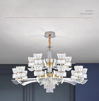 Décoration moderne de luxe pour hôtel et restaurant, grand lustre LED, lustre en cristal K9, luminaire suspendu