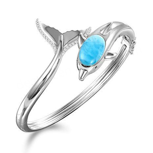 Bracelets en argent sterling 925 plaqué rhodium avec serti clos et larimar naturel, délicats, pour mariage, fête, unisexe, vente en gros - Product Image 1