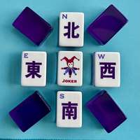 StarionPlayLab Mahjong américain moderne portable violet gravé 160 tuiles de luxe en acrylique avec deux moineaux et un lapin porte-bonheur pour le divertissement
