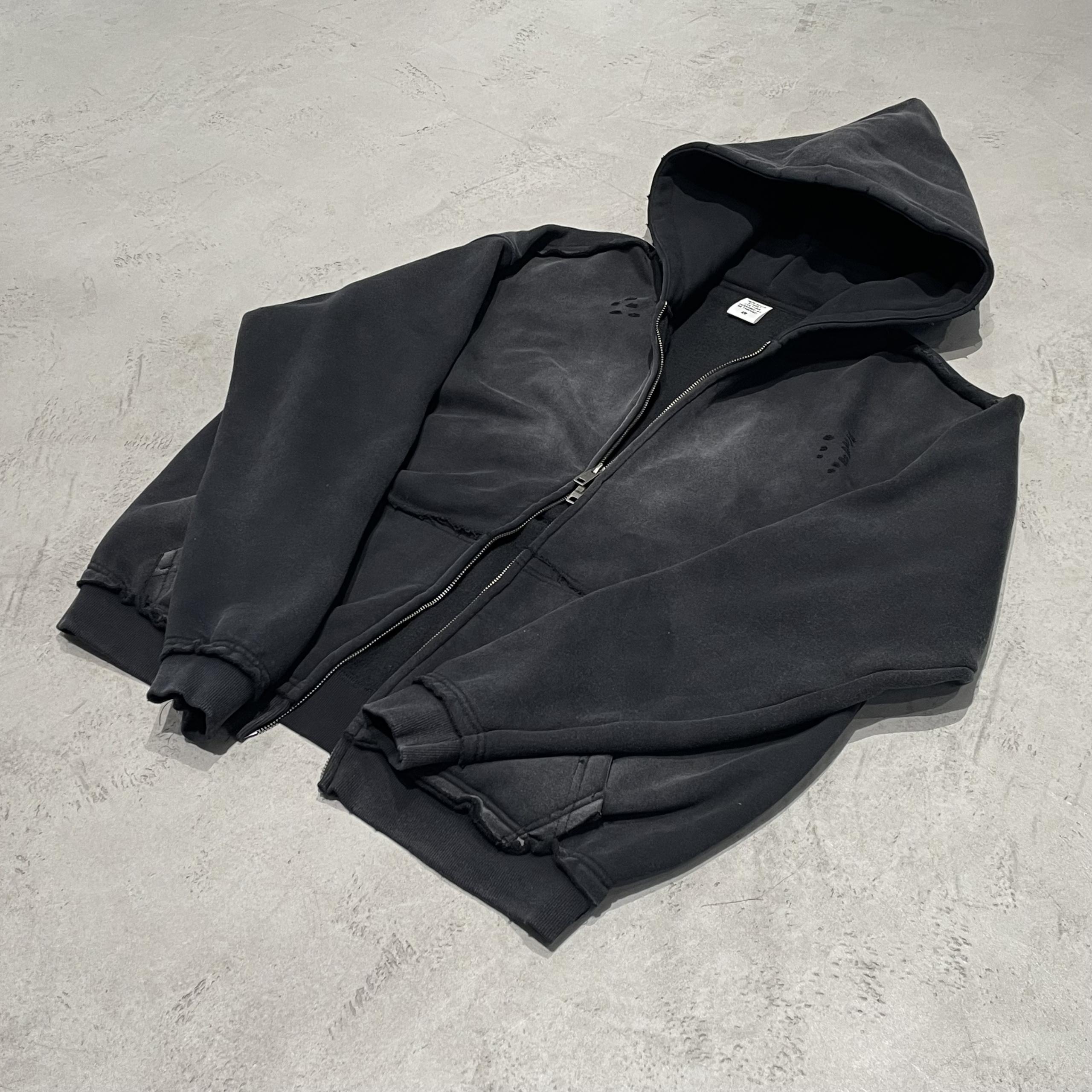 Faded Black Hoodie - Oversized Heavyweight Acid Wash