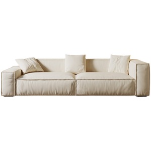 Factory Custom Italian Minimalist Tofu Block Genuine Leather <b>Sofa</b> Top Grain Cowhide Down Filled Straight <b>Sofa</b> - Product Image 5