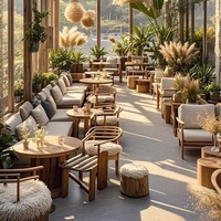 Meubles de restaurant de cafétéria de loisirs en bois modernes en gros OEM ODM, ensemble de tables et de chaises de terrasse extérieure pour café, café, salle à manger