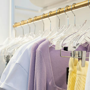 Logo personnalisé Cintre pour magasin de vêtements Organisateur de vêtements en plastique transparent populaire avec économie de benzène Cintre en acrylique vide pour vestes - Product Image 5