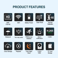 Kit de caméra de sécurité solaire WiFi Anxinshi 4MP, système de surveillance NVR 12,5 pouces, sans fil, extérieur, IP66, détection humaine par IA, audio bidirectionnel
