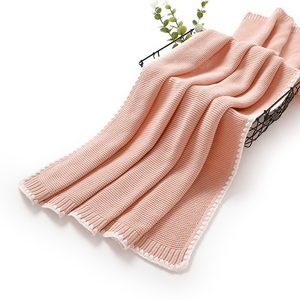 Mimixiong OEKO <span class=keywords><strong>TEX</strong></span> personnalisé bébé nom couverture tricotée 100% coton solide coquille pétoncle bord confortable doux bébé Swaddle literie - Product Image 2