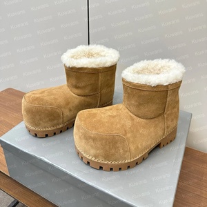 Sofort Lieferbare Herbst Winter Schneestiefel mit Breiter Zehenkappe für Herren und Damen, Dicke Sohlen, Hochwertig, mit Winterfell und Samt, Warme Baumwolle, Einfarbig, High-Top - Product Image 6