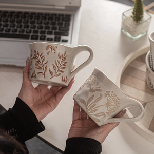 Taza de Cerámica Pintada a Mano con Diseño Floral, Taza de Café Estilo Japonés con Asa, Taza Individual para Uso Doméstico - Product Image 2