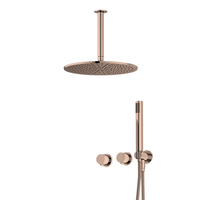 Australie Système de douche de salle de bain Filigrane Laiton Mur Caché Plafond Zr Brossé Or Pluie 2 Fonction Ensemble de douche