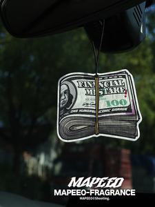 Diffuseur de parfum pour voiture en forme de dollar américain, ornement suspendu pour rétroviseur, feuille d'aromathérapie haut de gamme, parfum léger, cadeau - Product Image 2