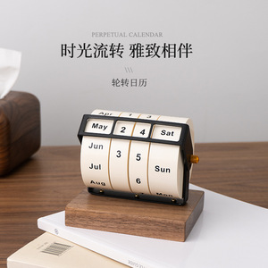 Nuevo Calendario Perpetuo Giratorio de Madera de Nogal Negro con Base de Madera Sólida - Regalo Creativo para Escritorio - Product Image 3