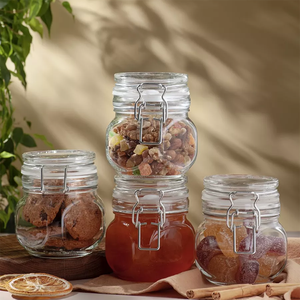 Toples penyimpanan dapur, tutup kaca berengsel kedap udara, segel karet, wadah penyimpanan tutup kaca, tutup segel baja anti karat - Product Image 3