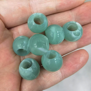 Cuentas redondas acrílicas con agujero grande para joyería, accesorios de hebilla decorativa, blanco, negro, verde, azul, marrón, 12mm - Product Image 5