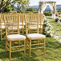 Chaise Chiavari en PP dorée empilable pour intérieur et extérieur, idéale pour les mariages, les banquets, les hôtels et les événements