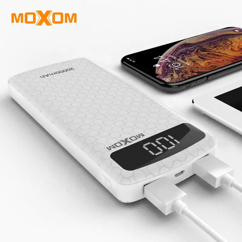 MOXOM 2 Power Bank Daya USB 20000 MAh, Bank Daya Output USB Pengisian Cepat