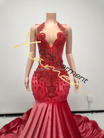 Ocstrade MOQ 1 Accepte les commandes sur mesure Robe de soirée de mariage Robe de soirée scintillante rouge en strass et cristaux perlés Robes de bal maxi