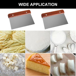 Raspador de Masa de Acero Inoxidable con Mango de Madera, Raspador de Metal para Banco de Trabajo, Cortador Multiusos para Masa, Pizza, Pastel, Herramienta para Hornear - Product Image 6