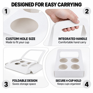 Portavasos de Cartón para 4 Tazas con Asa, Bandeja Desechable de Papel para Bebidas, para Empaque de Comida para Llevar en Cafeterías - Product Image 3