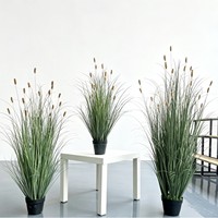 Rumput Pampas Foxtail Plastik Buatan Simulasi Tinggi Ramah Lingkungan Tanaman Indoor untuk Rumah Hotel Pesta Pernikahan Hari Valentine
