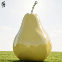 Op maat gemaakte hoogwaardige roestvrijstalen appel-sculpturen, gesimuleerde fruit-sculpturen voor decoratie in buitenboomgaarden