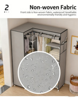Grande armoire d'angle spacieuse en L, rangement de vêtements multi-niveaux, armoire portable avec housse anti-poussière