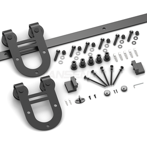 Nova tecnologia Spot Supply Aço Carbono 6FT Barn Door Hardware Kit Preto OEM Silent Rollers Barn Door Hardware para Porta Interior - Product Image 1