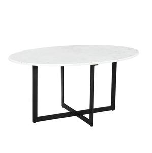 Meilleur prix pour les plus recherchés Luna Table basse ovale en marbre blanc Base en fer pour bureau à domicile Meubles de salon - Product Image 1