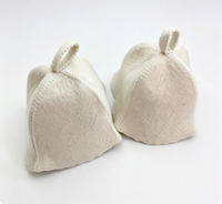 Chapeau de sauna en feutre de laine 100% naturelle, texture gaufrée, bord festonné, non imprimé, protection pour la tête lors du bain de sauna