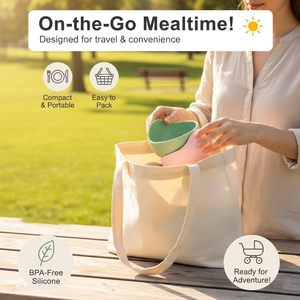 Tazón de Succión Antideslizante de Silicona sin BPA para Bebés y Niños Pequeños, con Cuchara de Madera, Divertido y para Uso Diario - Product Image 6